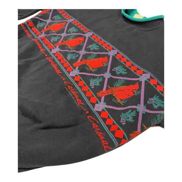 Vintage AU Sportswear Black XL Cardinal Geometric Motif Collared Sweatshirt - Picture 8 of 12